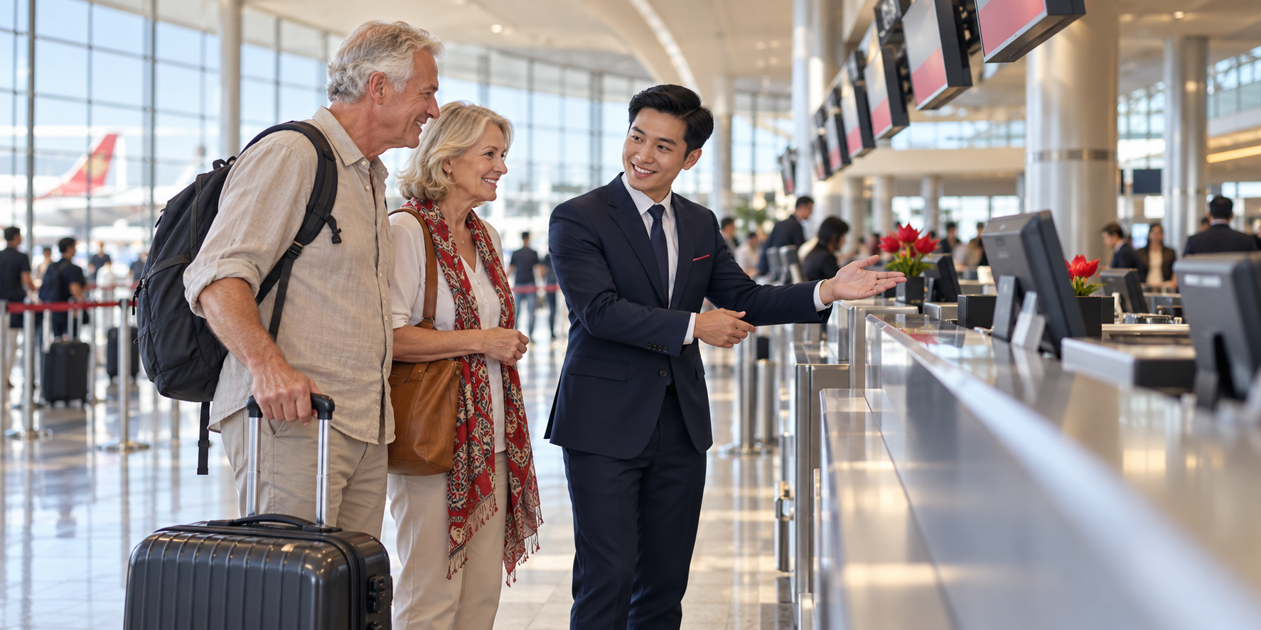 Illustration of departure check-in assistance